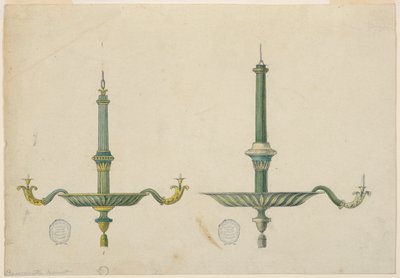 Drawing, Two Elevations for a Chandelier by Unknown